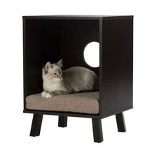 Load image into Gallery viewer, Sturdy Modern Cat Espresso End Table Cat Bed Cube Lounge
