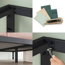 Load image into Gallery viewer, Queen Black Metal Platform Bed Frame with Wood Slats - 700 lbs Weight Capacity