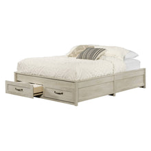 Load image into Gallery viewer, Queen Farmhome Platform Bed with Storage Drawers in Off-White Wood Finish