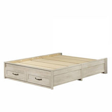 Load image into Gallery viewer, Queen Farmhome Platform Bed with Storage Drawers in Off-White Wood Finish
