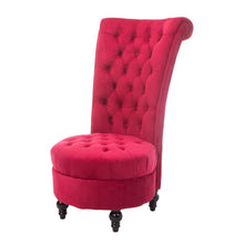 Load image into Gallery viewer, Red Tufted High Back Plush Velvet Upholstered Accent Low Profile Chair
