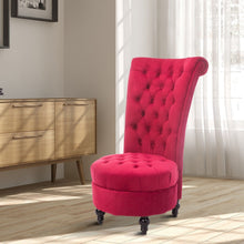 Load image into Gallery viewer, Red Tufted High Back Plush Velvet Upholstered Accent Low Profile Chair