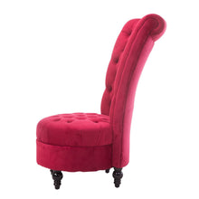 Load image into Gallery viewer, Red Tufted High Back Plush Velvet Upholstered Accent Low Profile Chair