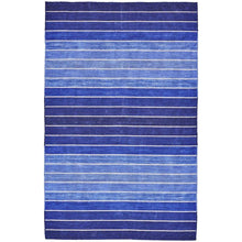 Load image into Gallery viewer, 5' X 8' Striped Hand-Tufted Wool/Cotton Blue Area Rug