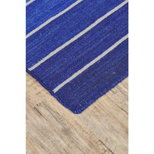 Load image into Gallery viewer, 5' X 8' Striped Hand-Tufted Wool/Cotton Blue Area Rug
