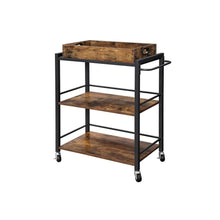 Load image into Gallery viewer, Farmhouse 3-Tier Kitchen Microwave Cart with Serving Tray on Wheels