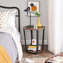 Load image into Gallery viewer, Farmhouse Rustic Round Side Table Nightstand End Table