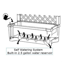 Load image into Gallery viewer, Indoor/Outdoor Grey Polypropylene Self Watering Planter with Trellis on Wheels