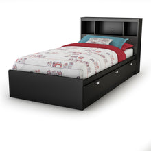 Load image into Gallery viewer, Twin-size Bookcase Headboard in Black Finish - Modern Design