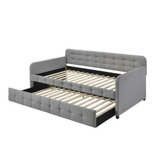 Load image into Gallery viewer, Gray Tufted Polyester Linen Twin Daybed with Trundle