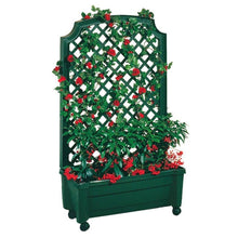 Load image into Gallery viewer, Indoor/Outdoor Green Polypropylene Wheeled Trellis Planter