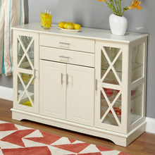 Load image into Gallery viewer, White Wood Buffet Sideboard Cabinet with Glass Display Doors
