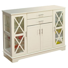 Load image into Gallery viewer, White Wood Buffet Sideboard Cabinet with Glass Display Doors
