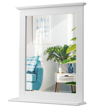 Load image into Gallery viewer, White Rectangle Bedroom Bathroom Vanity Wall Mirror with Bottom Shelf
