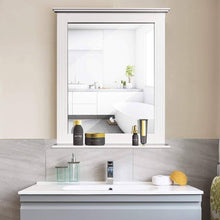 Load image into Gallery viewer, White Rectangle Bedroom Bathroom Vanity Wall Mirror with Bottom Shelf