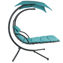 Load image into Gallery viewer, Teal Single Person Sturdy Modern Chaise Lounger Hammock Chair Porch Swing