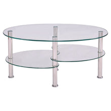 Load image into Gallery viewer, Modern Oval Tempered Glass Coffee Table with Bottom Shelf
