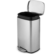 Load image into Gallery viewer, 13-Gallon Modern Stainless Steel Kitchen Trash Can with Foot Step Pedal Design
