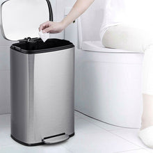 Load image into Gallery viewer, 13-Gallon Modern Stainless Steel Kitchen Trash Can with Foot Step Pedal Design