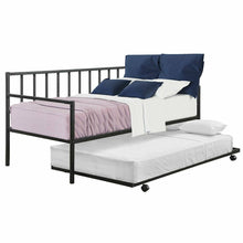 Load image into Gallery viewer, Twin size Black Metal Daybed with Roll-out Trundle Bed Frame