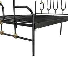 Load image into Gallery viewer, Twin size Farmhouse Adjustable Height Platform Bed in Black Gold Metal Finish