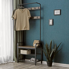 Load image into Gallery viewer, Entryway Modern Industrial Style Hall Tree Coat Rack Shoe Storage Bench