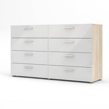 Load image into Gallery viewer, White Modern Bedroom 8-Drawer Double Dresser with Oak Finish Sides and Top
