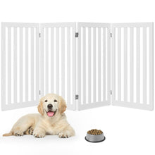 Load image into Gallery viewer, Folding 4-Panel Dog Gate Pet Fence in White Wood Finish