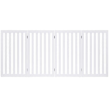 Load image into Gallery viewer, Folding 4-Panel Dog Gate Pet Fence in White Wood Finish