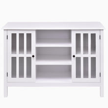 Load image into Gallery viewer, White Wood 43-inch TV Stand with Glass Panel Doors
