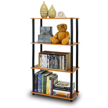 Load image into Gallery viewer, 4-Tier Storage Shelf Display Rack Bookcase in Cherry Finish
