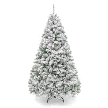 Load image into Gallery viewer, 6 Foot Easy Set Up Snow Flocked Faux Pine Christmas Tree with Metal Stand
