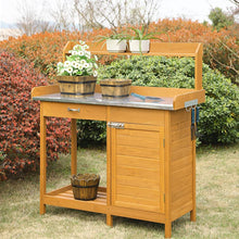 Load image into Gallery viewer, Outdoor Garden Organizer Stainless Steel Top Potting Bench Storage Cabinet
