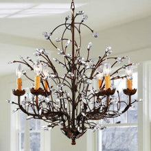 Load image into Gallery viewer, Antique Bronze 6-light Crystal and Iron Chandelier
