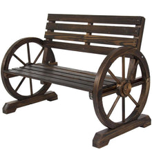 Load image into Gallery viewer, 2 Person Farmhouse Wagon Wheel Wooden Bench
