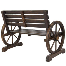 Load image into Gallery viewer, 2 Person Farmhouse Wagon Wheel Wooden Bench
