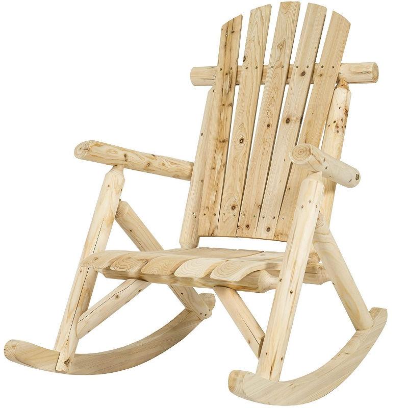 Outdoor Wooden Log Rocking Chair - Adirondack Style