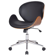Load image into Gallery viewer, Modern Classic Walnut / Black Faux Leather Office Chair with Curved Seat
