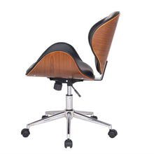 Load image into Gallery viewer, Modern Classic Walnut / Black Faux Leather Office Chair with Curved Seat
