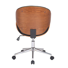 Load image into Gallery viewer, Modern Classic Walnut / Black Faux Leather Office Chair with Curved Seat
