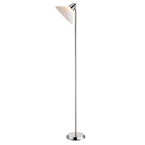 Contemporary Swivel Floor Lamp with Bowl Shade in Satin Steel Finish