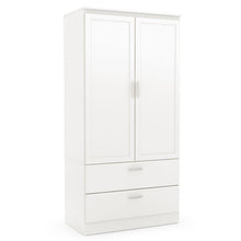 Load image into Gallery viewer, White Armoire Bedroom Clothes Storage Wardrobe Cabinet with 2 Drawers
