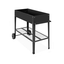 Load image into Gallery viewer, Mobile Black Metal Garden Potting Bench with Push Handle Wheels
