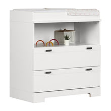 Load image into Gallery viewer, Modern Nursery 2 Drawer Storage Baby Changing Table in White
