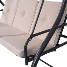 Load image into Gallery viewer, Beige Adjustable 3 Seat Cushioned Porch Patio Canopy Swing Chair
