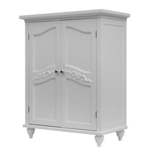 Load image into Gallery viewer, Bathroom Linen Storage Floor Cabinet with 2-Doors in White Wood Finish
