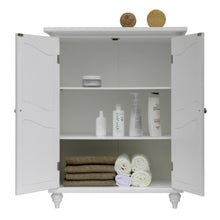 Load image into Gallery viewer, Bathroom Linen Storage Floor Cabinet with 2-Doors in White Wood Finish
