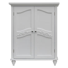 Load image into Gallery viewer, Bathroom Linen Storage Floor Cabinet with 2-Doors in White Wood Finish
