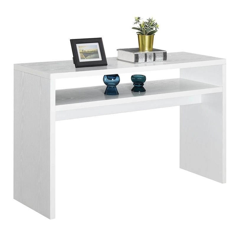Modern FarmHome White Sofa Table Console Table with Bottom Shelf