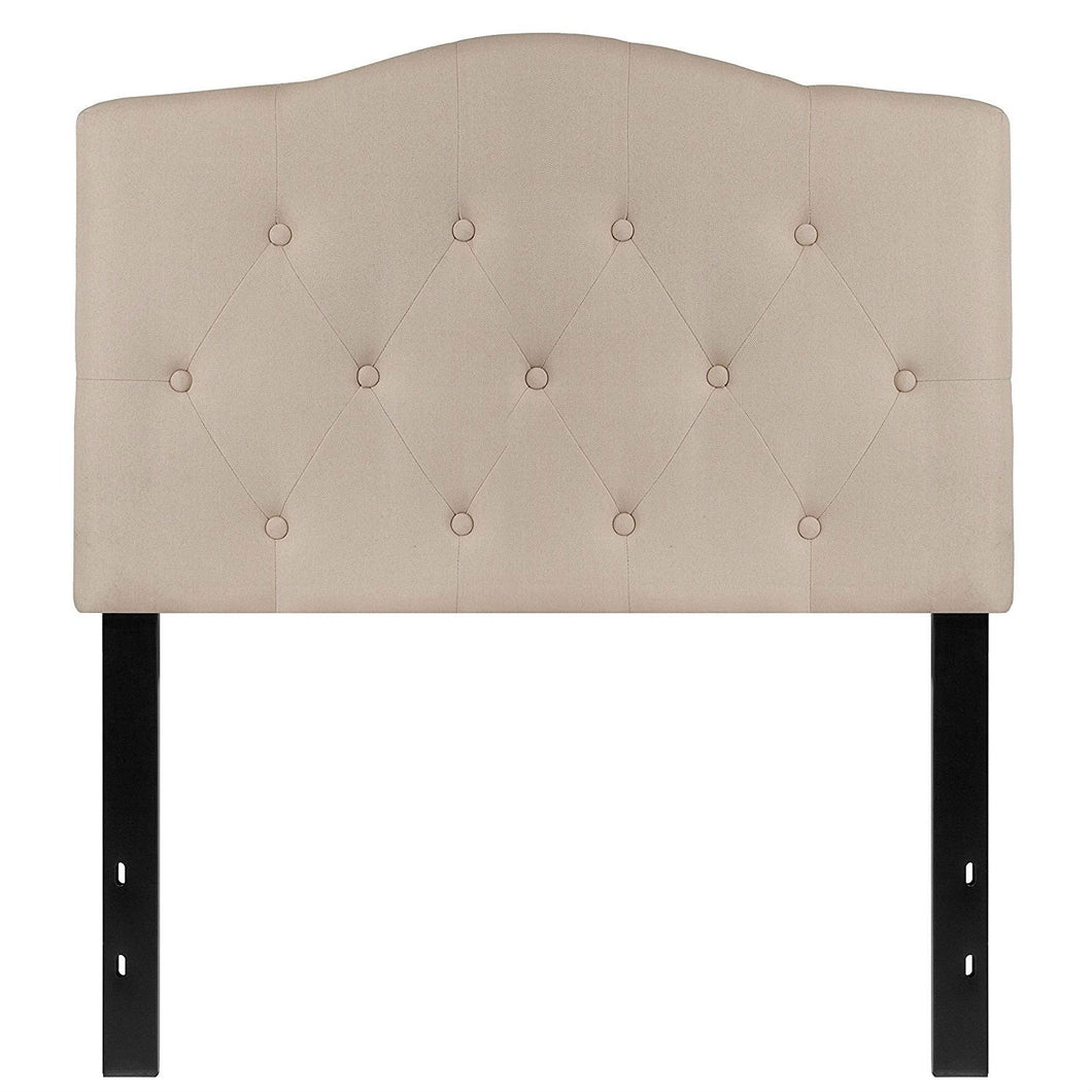 Twin size Beige Fabric Upholstered Button Tufted Headboard